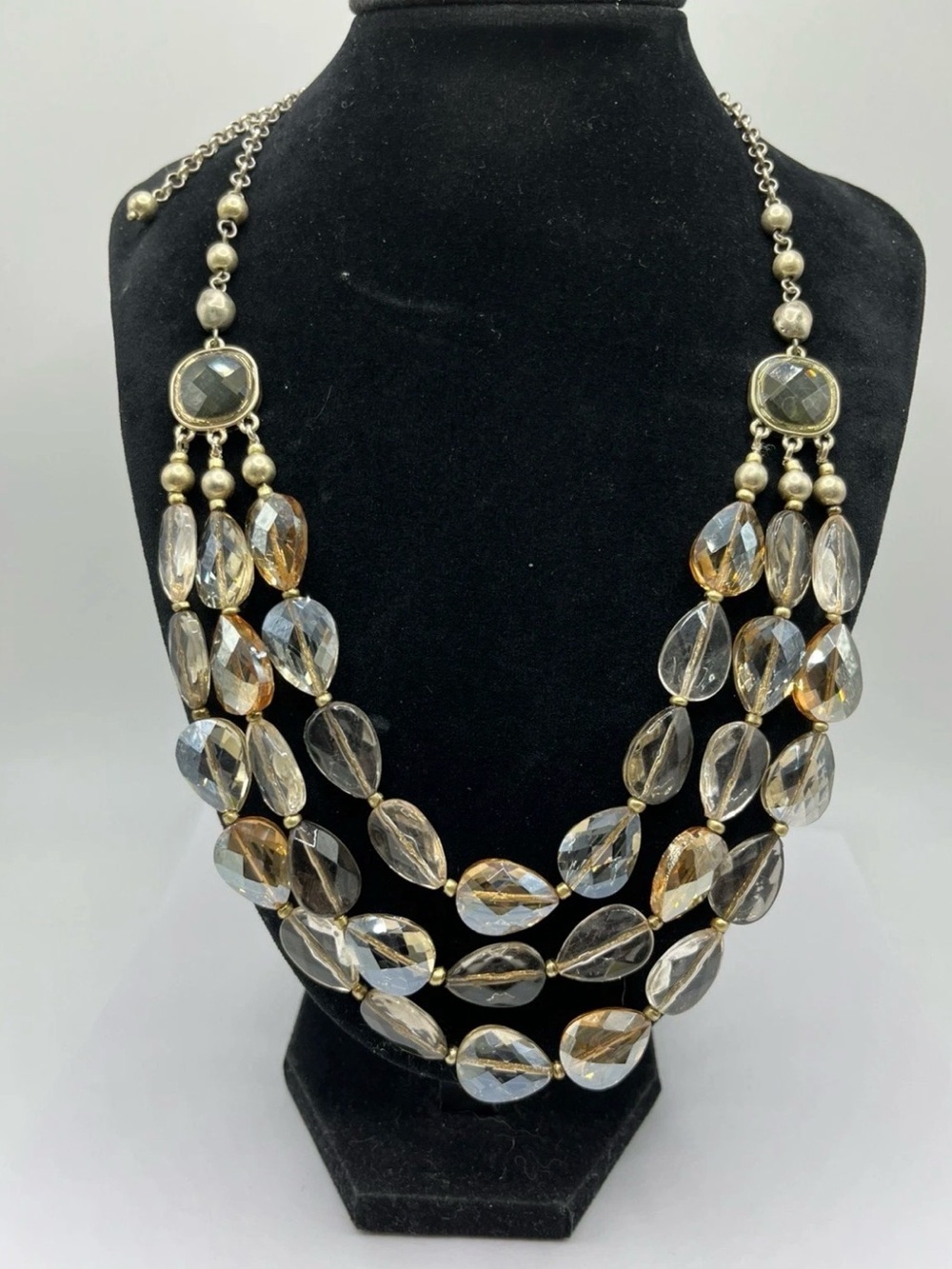 LOFT Gold-Tone Multi-Strand Faceted Acrylic Teardrop Necklace